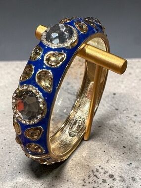 Nordstrom Cobalt Blue Enamel Bangle with Crystal Accents